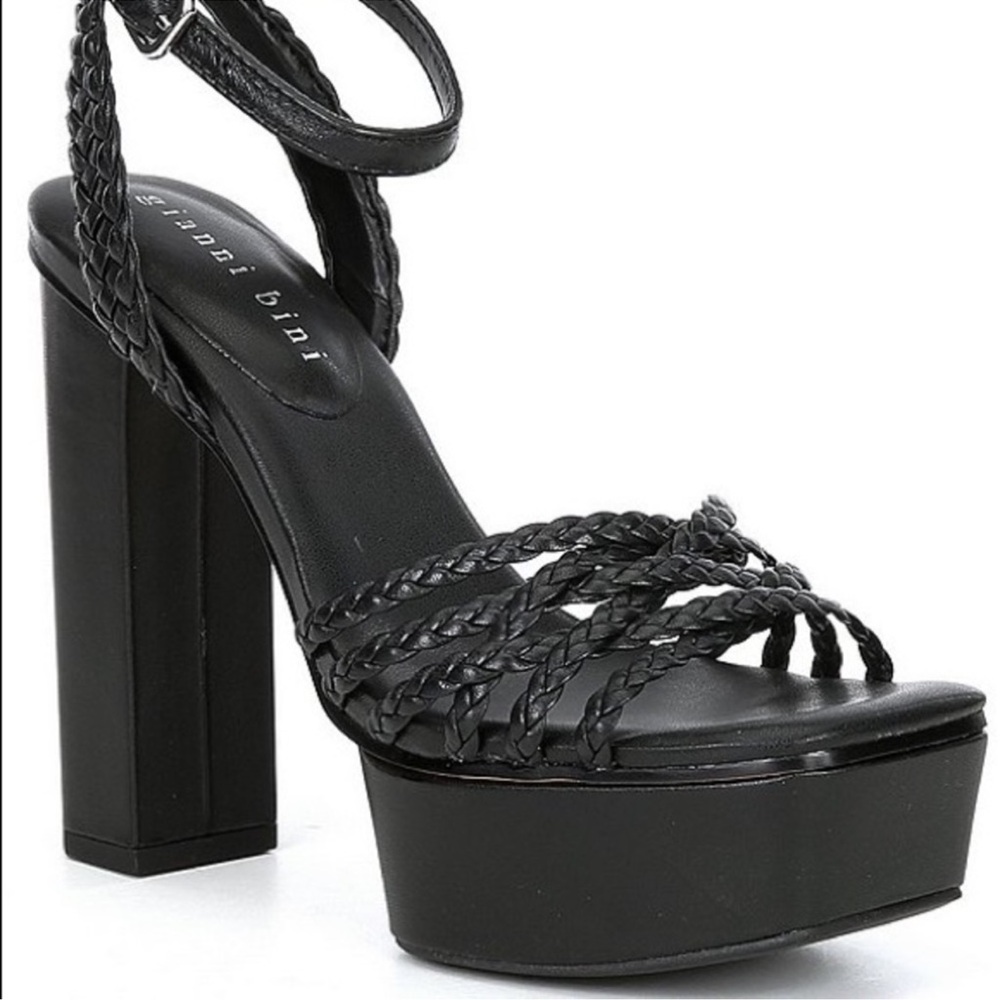 Gianni Bini Black Rope Braided Platform Heels Size 7 - Picture 2 of 10
